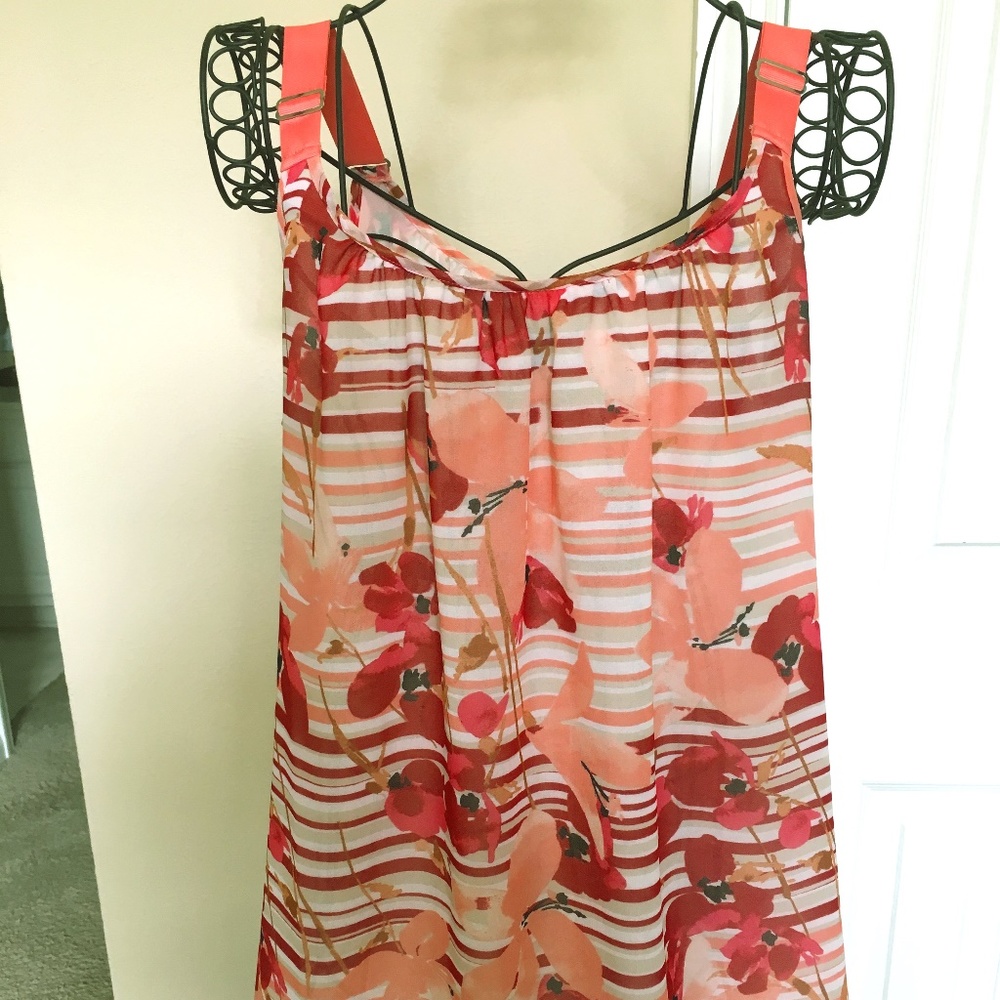 LANE BRYANT TOP ROSE PEACH TROPICAL WOMEN 16